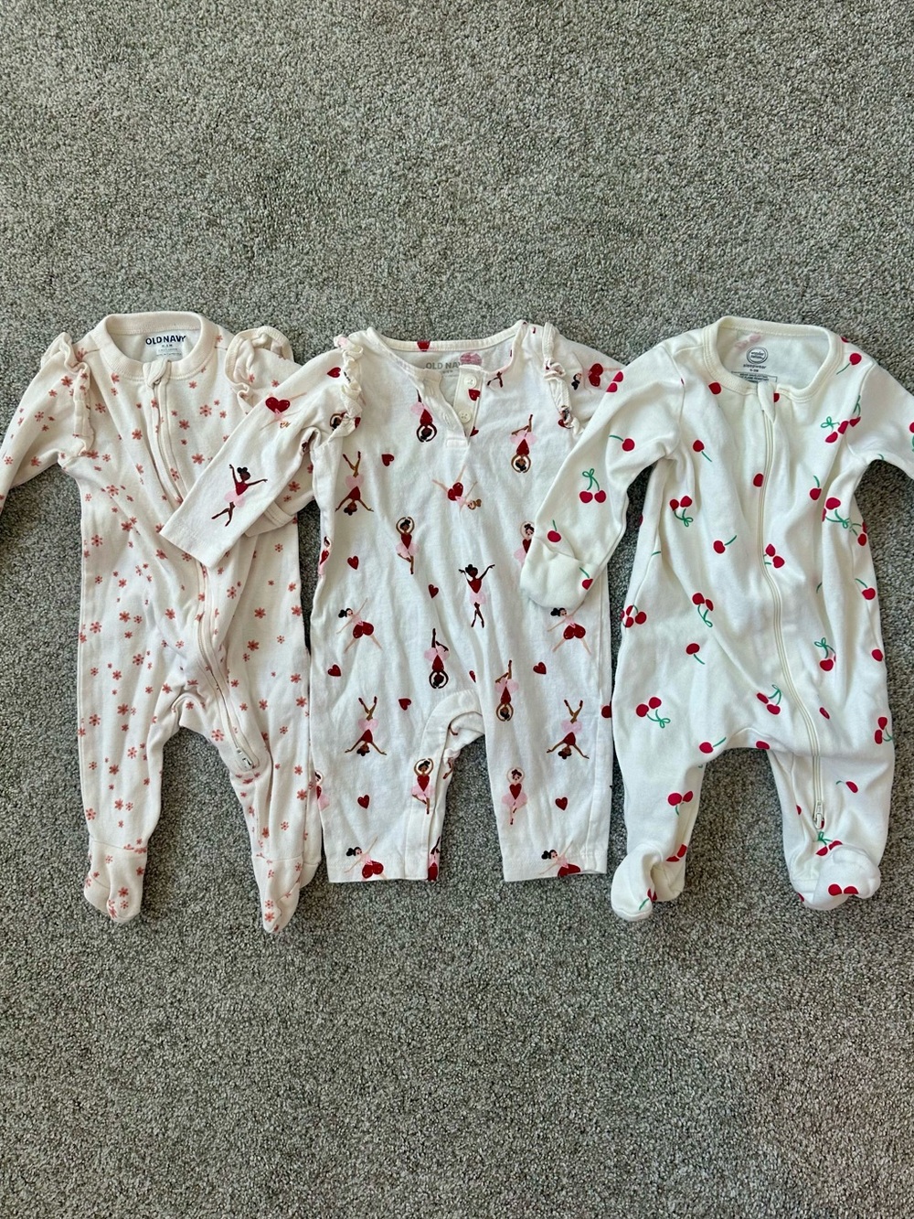 Baby Girl One-Piece Pajamas - Set of 3